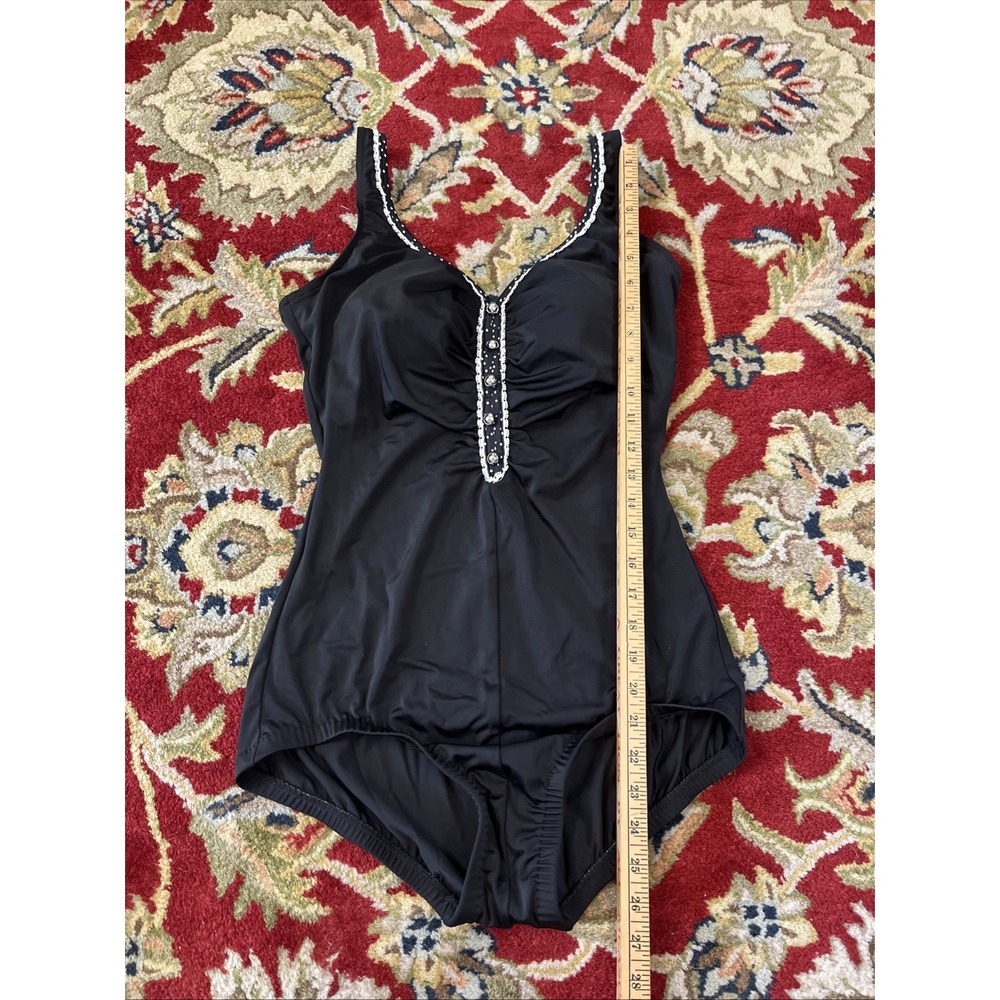 Vtg  Maxine Of Hollywood Swimsuit 14  Beach Tropical One Piece Rockabilly Retro - Picture 4 of 12